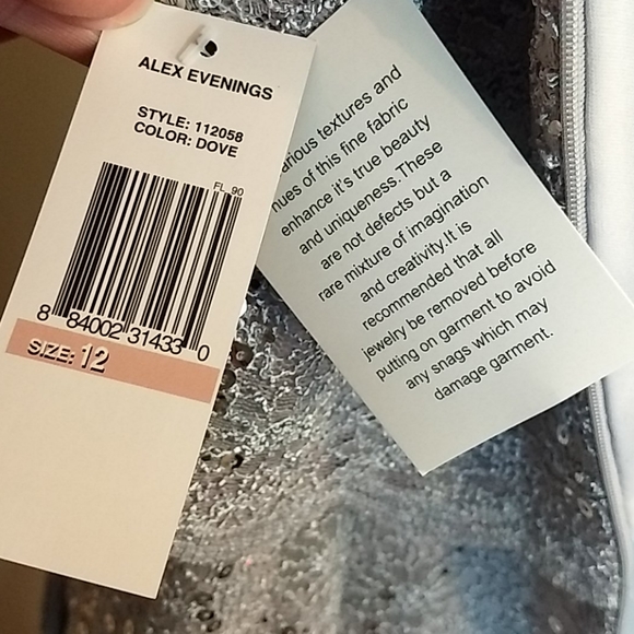 NWT Alex Evenings Dress Dove Gray‎ Silver - Gray Formal Dress - Picture 16 of 16